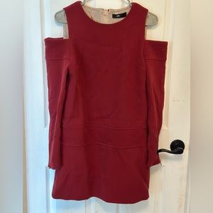 TALIE NK BRAZILIAN MAROON ZIPPER BACK WOOL BLEND dress